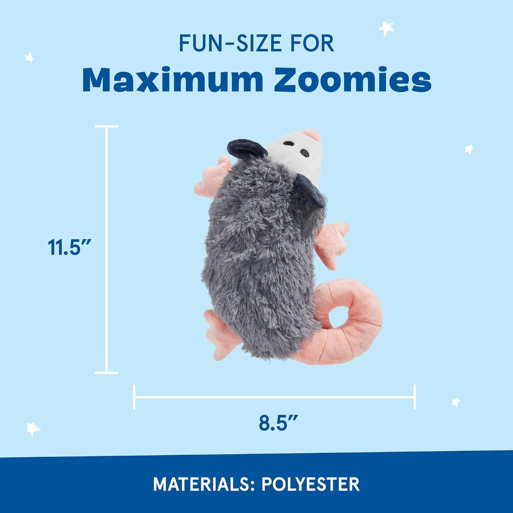 BarkBox Poppy Possum Interactive Plush Dog Toy | Squeaky Dog Chew Toy with Whip-N-Flip Tail - For Dogs and Puppies