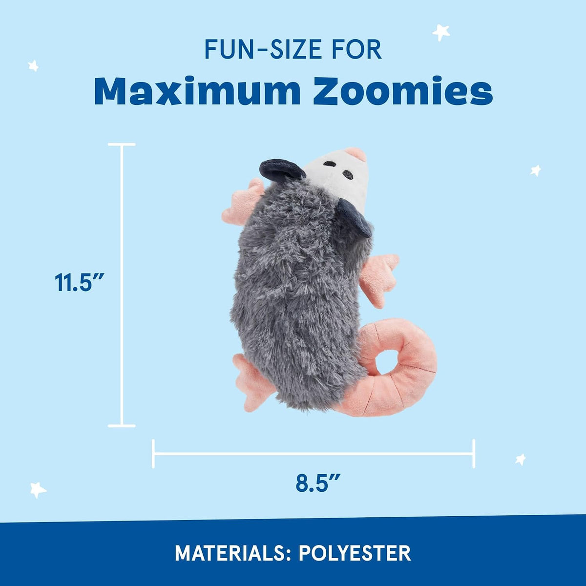 BarkBox Poppy Possum Interactive Plush Dog Toy | Squeaky Dog Chew Toy with Whip-N-Flip Tail - For Dogs and Puppies