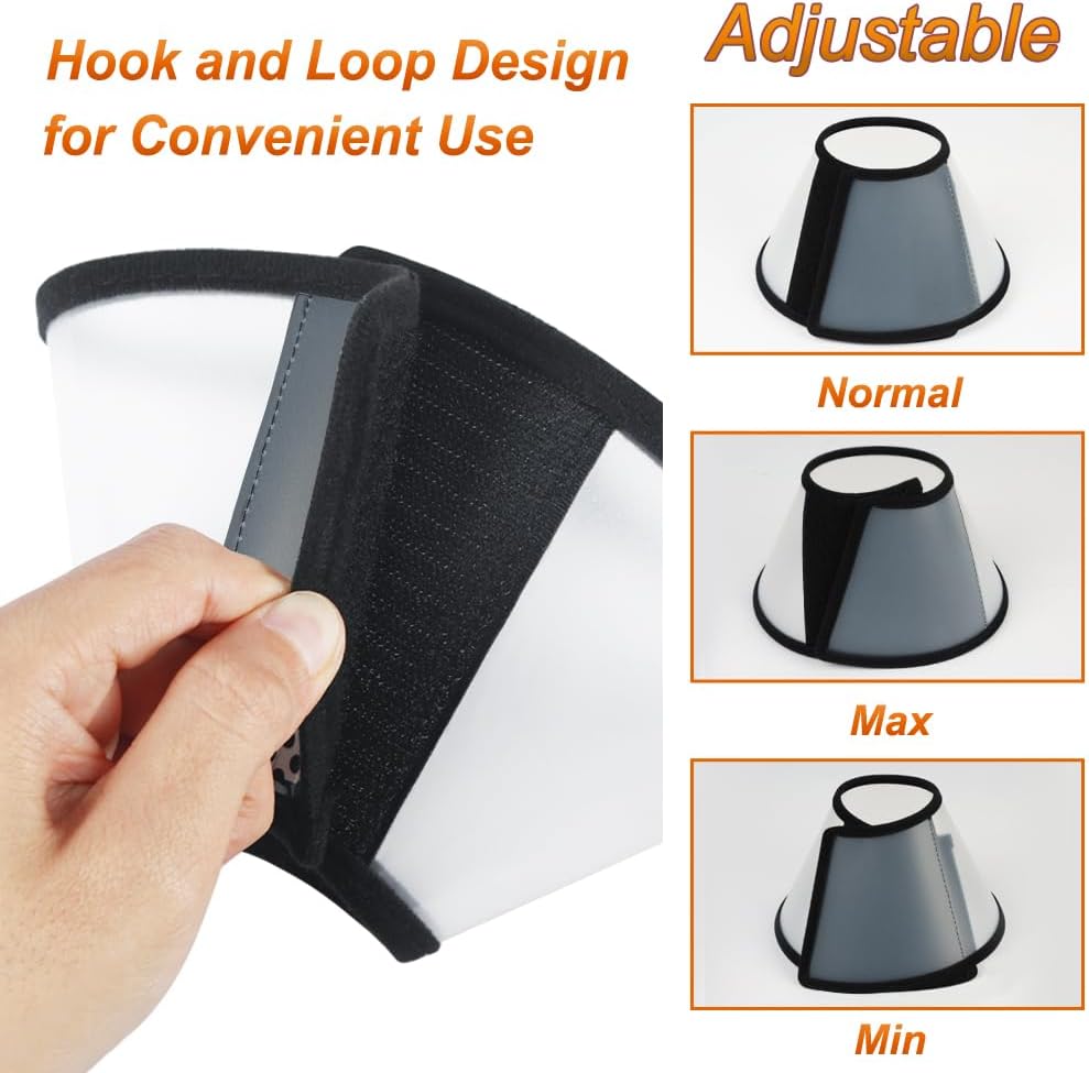 Vivifying Large Cat Recovery Cone, PVC E-Collar for Big Cats, Black, L