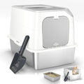 Enclosed Stainless Steel Litter Box with Lid for Most Adult Cats | 50% Thicker Metal, Dog Proof, Front & Top Entry, Leak-Proof Base, Scratch Resistant, Easy Clean