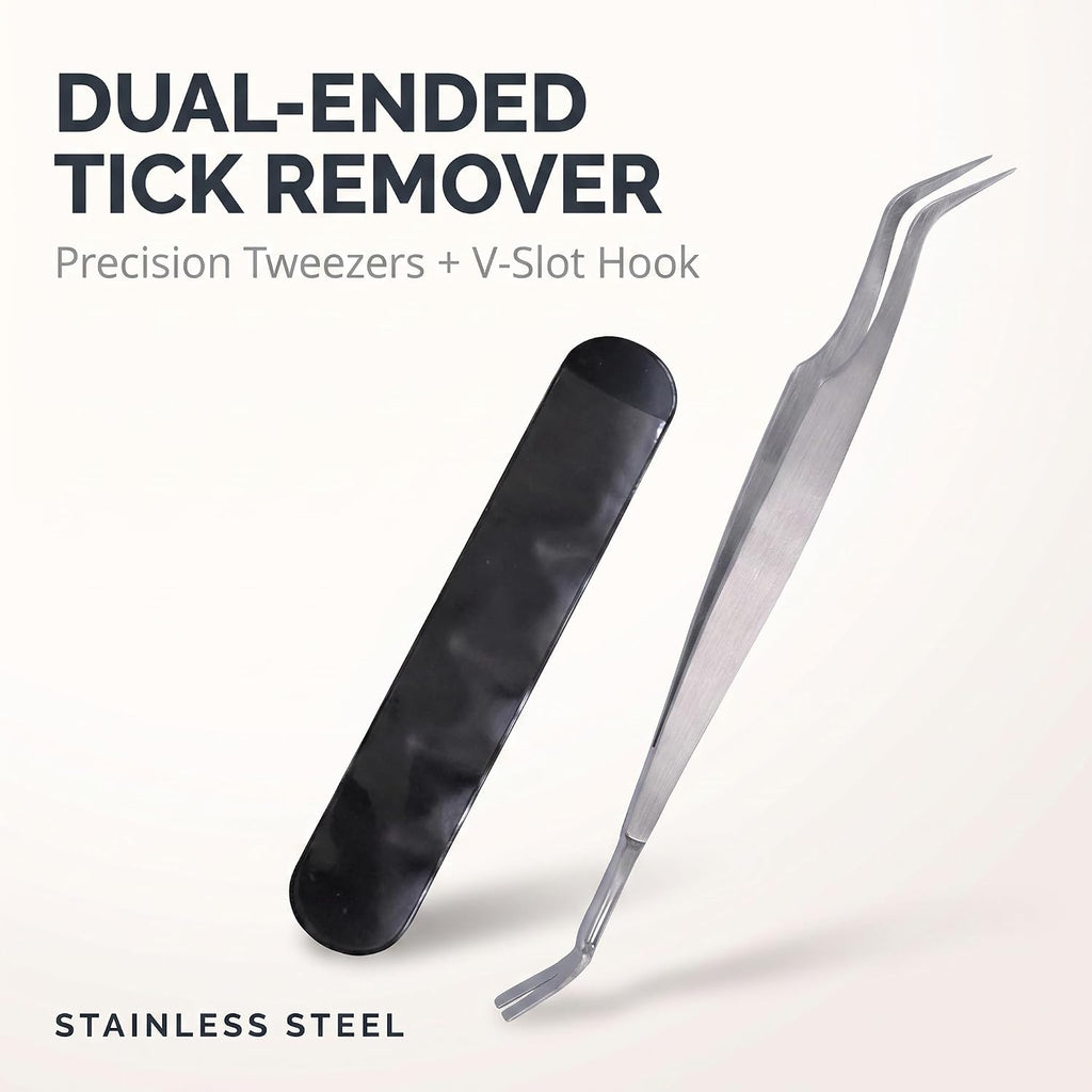 Jinshining Silver 2 in 1 Tick Removal Tool for Pets,Stainless Steel Professional Tick Tweezers Ticks Remover for Dogs, Cats and Humans,Flea and Tick Control,Tick Remover Tools