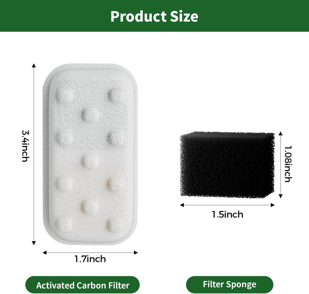 Cat Water Fountain 8 Pack Replacement Filters/Sponges (4+4) - Rectangle