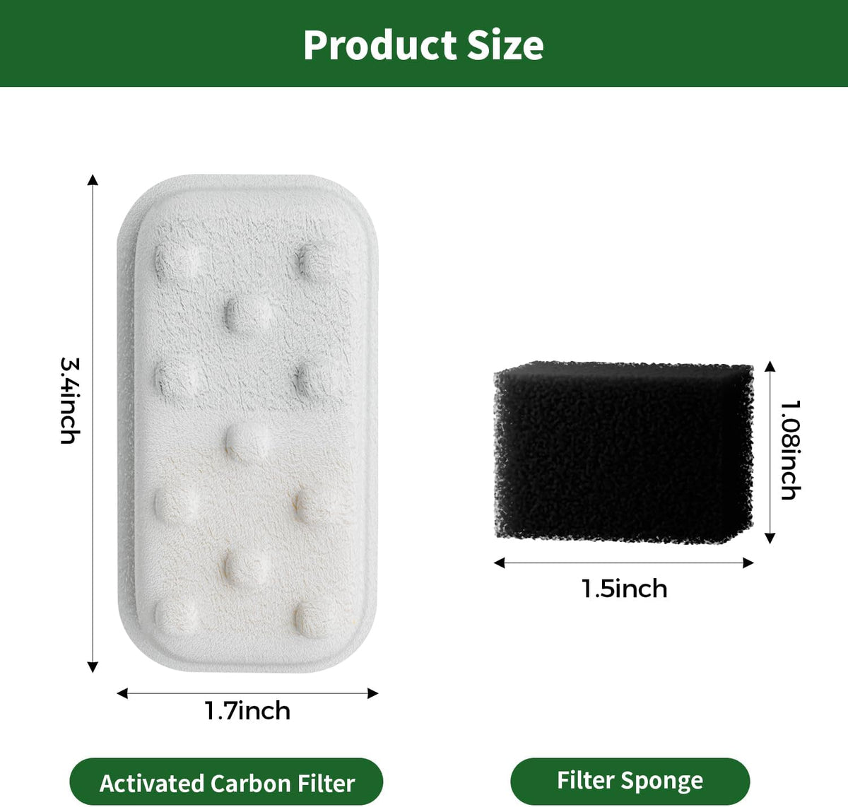 Cat Water Fountain 8 Pack Replacement Filters/Sponges (4+4) - Rectangle