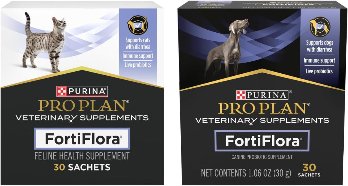 Purina Pro Plan Veterinary Supplements, Fortiflora Dog & Cat Probiotic Supplements, 30 CT Each (Pack of 2)