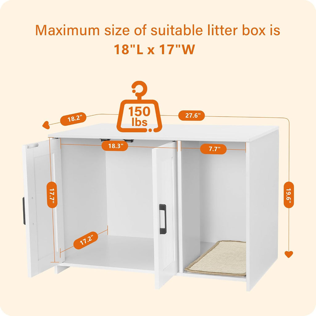 Dwanton Cat Litter Box Enclosure, with Scratching Mat, 27.6" x 18.2"x 19.6"
