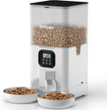 VOLUAS Automatic Cat Feeder for Two Cats with Dual Stainless Bowls, 6L
