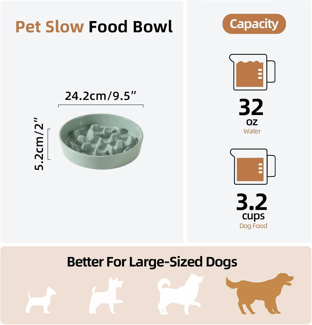 Havniva Ceramic Slow Feeder Dog Bowls, 9.5 in Slow Feeder for Large Breed