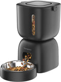 SARPAWS Automatic Cat Feeder, 3L Timed Pet Food Dispenser with 304 Stainless Steel Bowl, 10s Voice Recorder, Dual Power 180-Day Battery Life, Anti-Clogging Auto Pet Feeder for Small Cats and Dogs