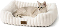 COZY KISS Orthopedic Pet Bed for Small Cats, 20"x18"x6", Cream