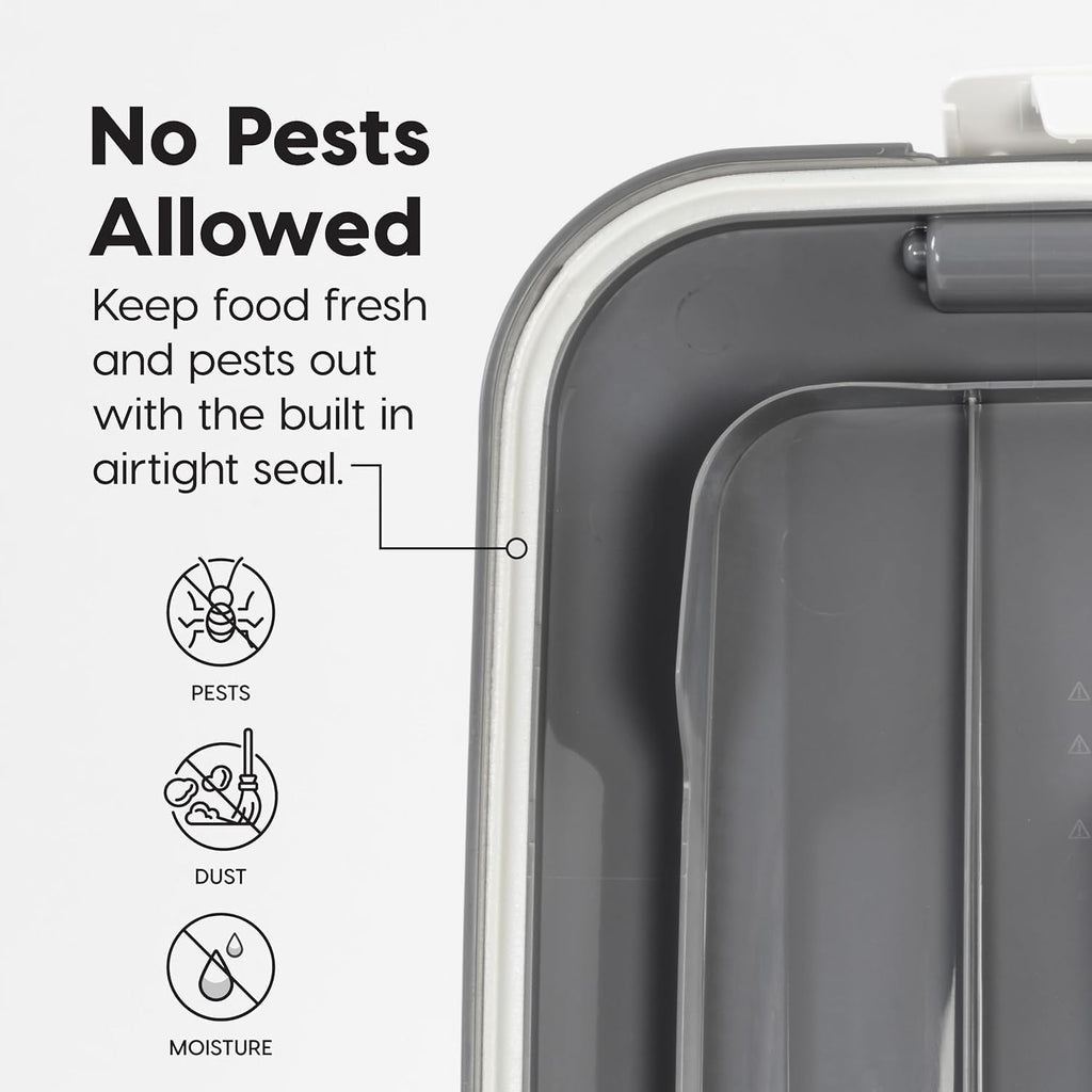 IRIS USA Dog Food Storage Container, Up to 54 lbs, Gray/Dark Gray | Made in USA, Comes with Wheels & 2-Cup Scoop, Airtight Seal, BPA-Free, Bird Seed, Cat food, Cat Litter, Treats, Pellets
