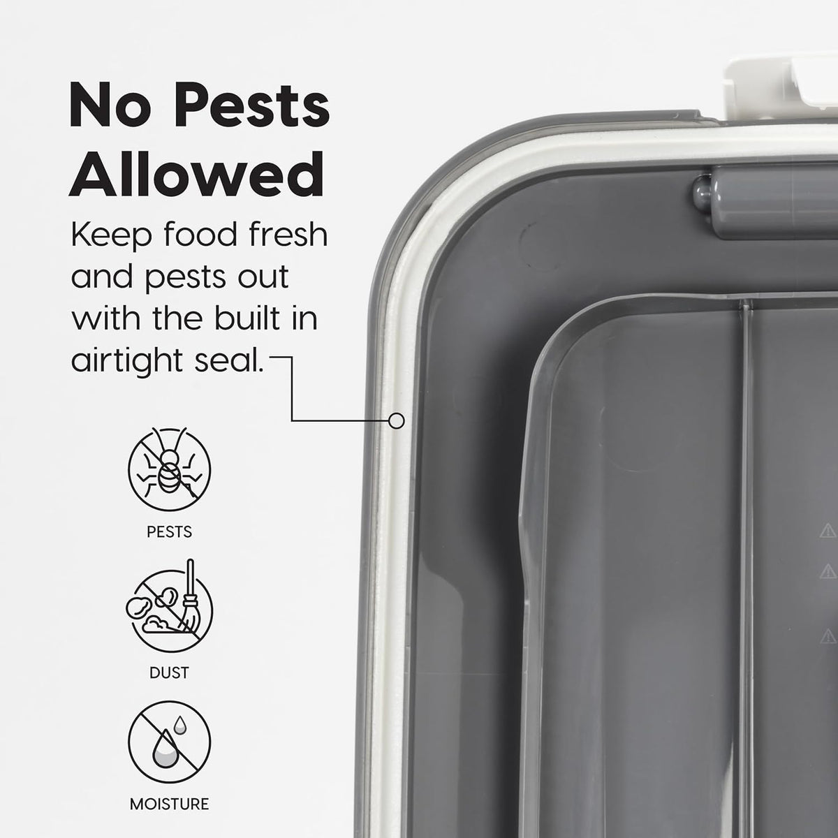 IRIS USA Dog Food Storage Container, Up to 54 lbs, Gray/Dark Gray | Made in USA, Comes with Wheels & 2-Cup Scoop, Airtight Seal, BPA-Free, Bird Seed, Cat food, Cat Litter, Treats, Pellets