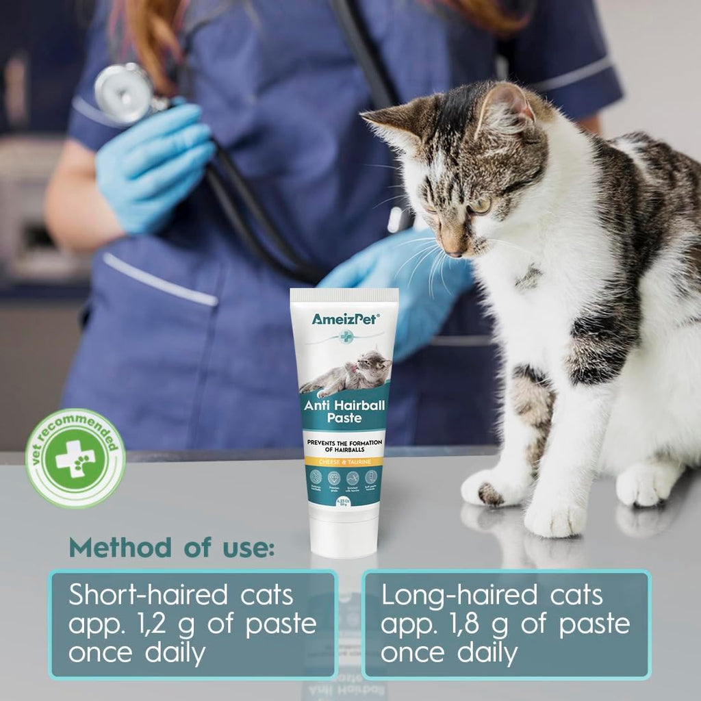 AmeizPet Hairball Remedy for Cats, Cheese Flavour, 4.23 Oz (120g)
