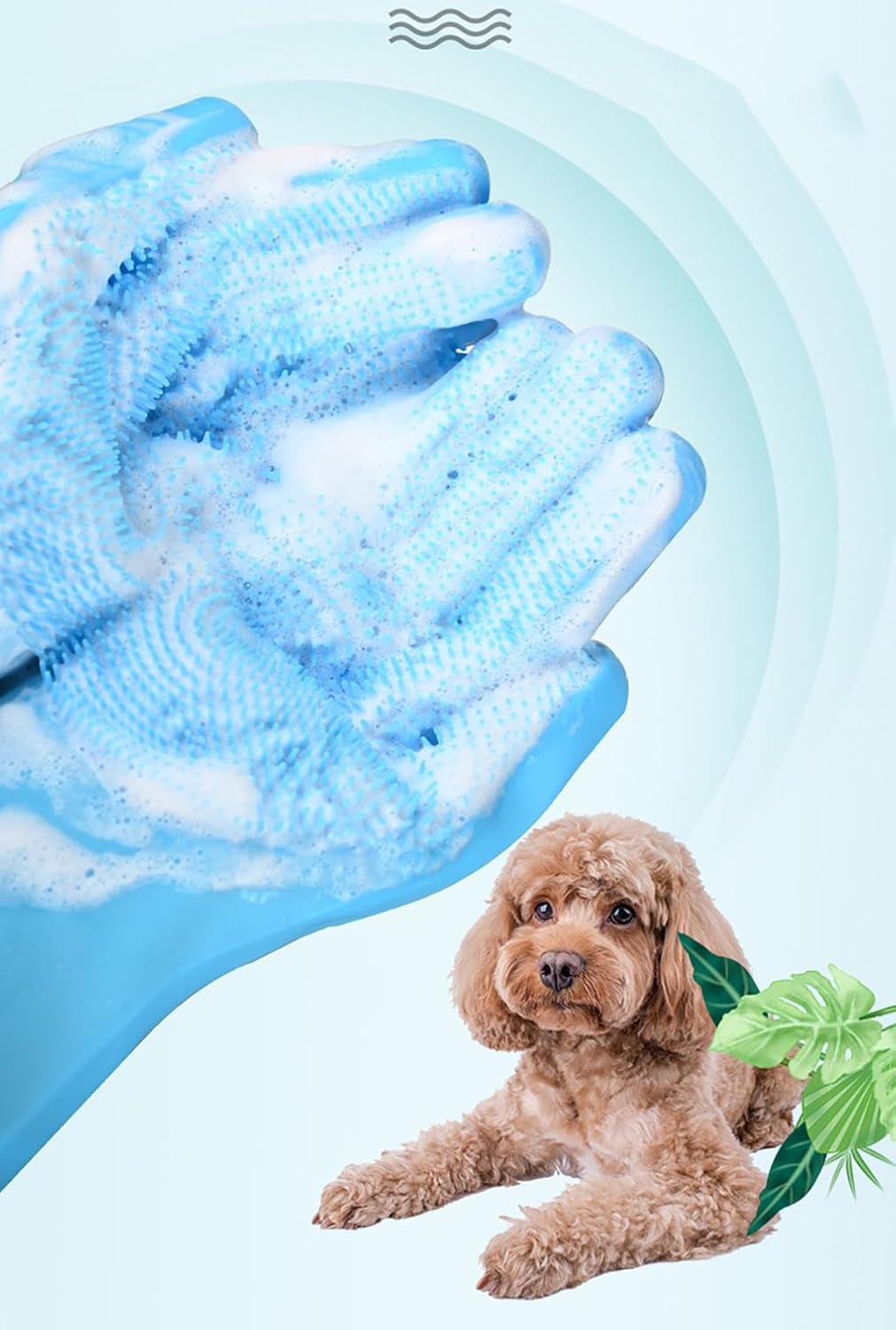 Pet Grooming Glove, Gentle Dog Bathing Shampoo Brush Massage Mitt, Deshedding for Dogs Cats Rabbits Horses 2-Pack (Blue)