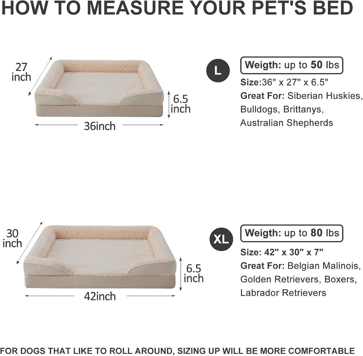 WNPETHOME Orthopedic Washable XL Dog Bed for Senior Dog Cozy Sleep