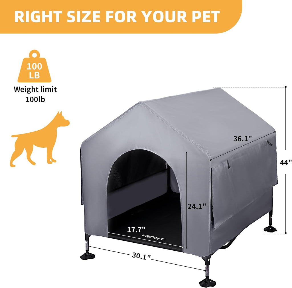 Dog House, 36” Large Dog House Outdoor Indoor Elevated Dog Cot Bed
