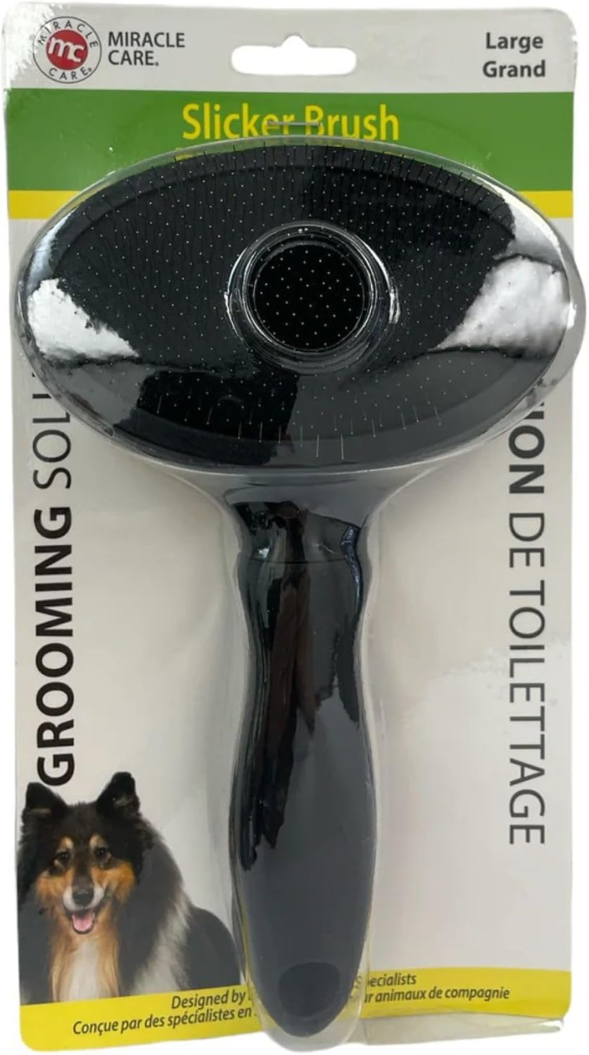 Miracle Care Large Slicker Brush for Large Dogs | Grooming Brush Removes Loose Undercoat, Reduce Shedding and Matting, Flexible Pins Protect Skin, Ergonomic & Cushioned Handle 