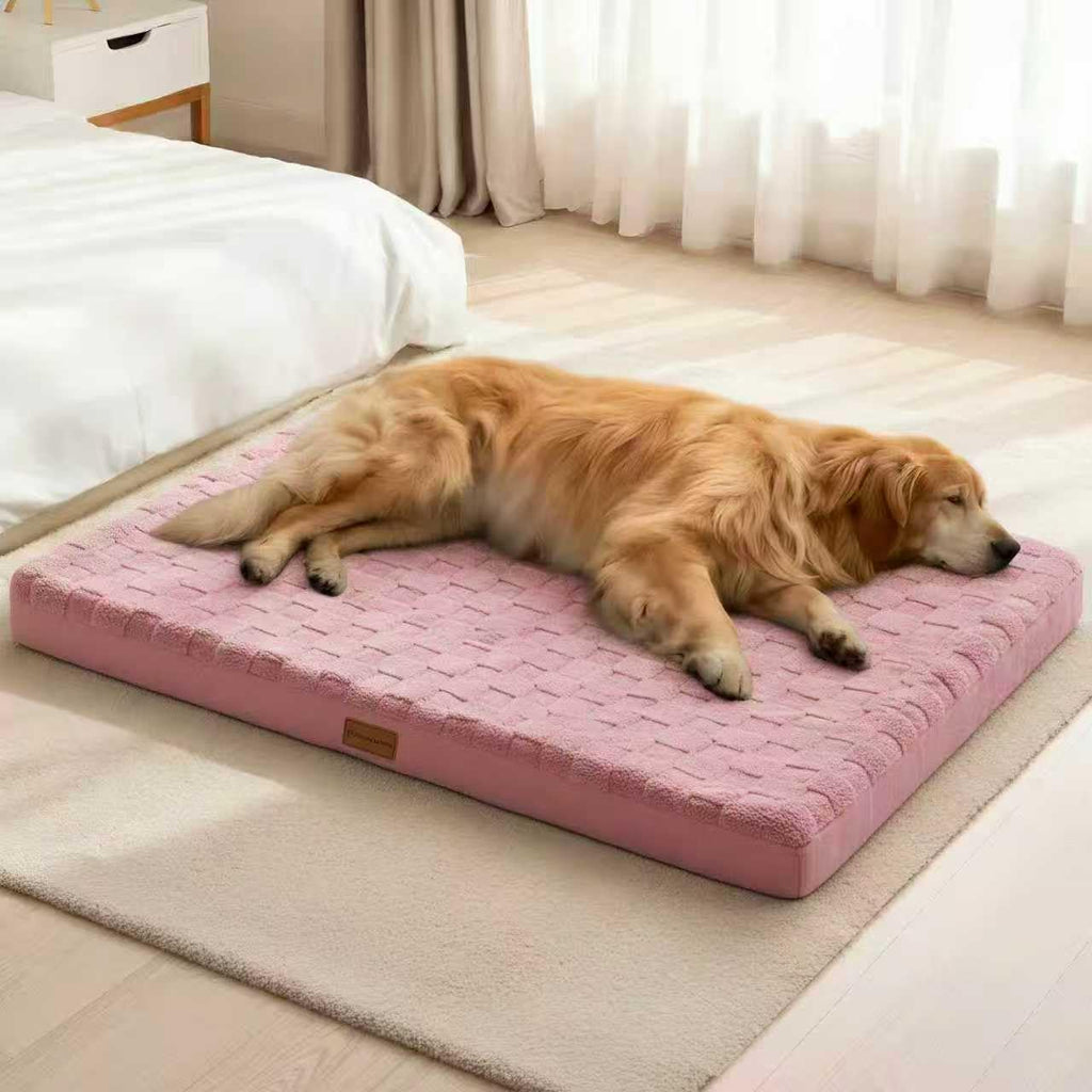 Patas Lague Orthopedic Large Dog Bed Washable Pet Crate Mat 36''X24'' Pink