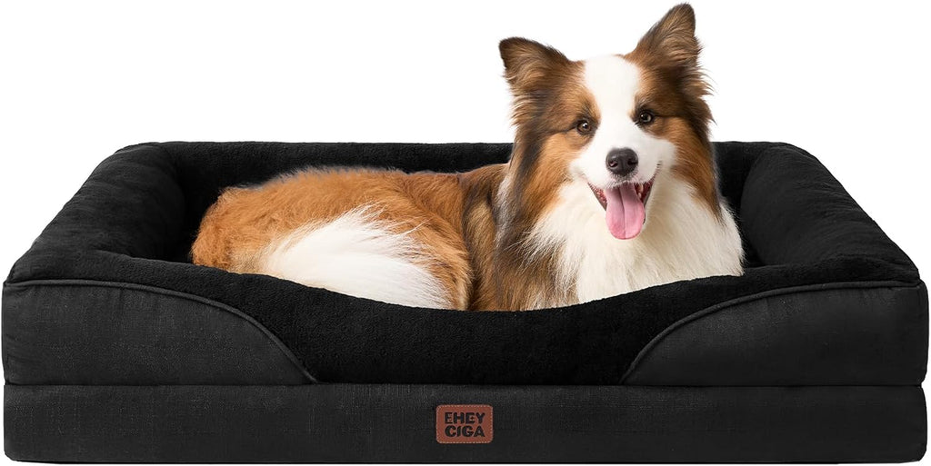 EHEYCIGA Orthopedic Dog Bed for Large Dog, Memory Foam Dog Couch, Black