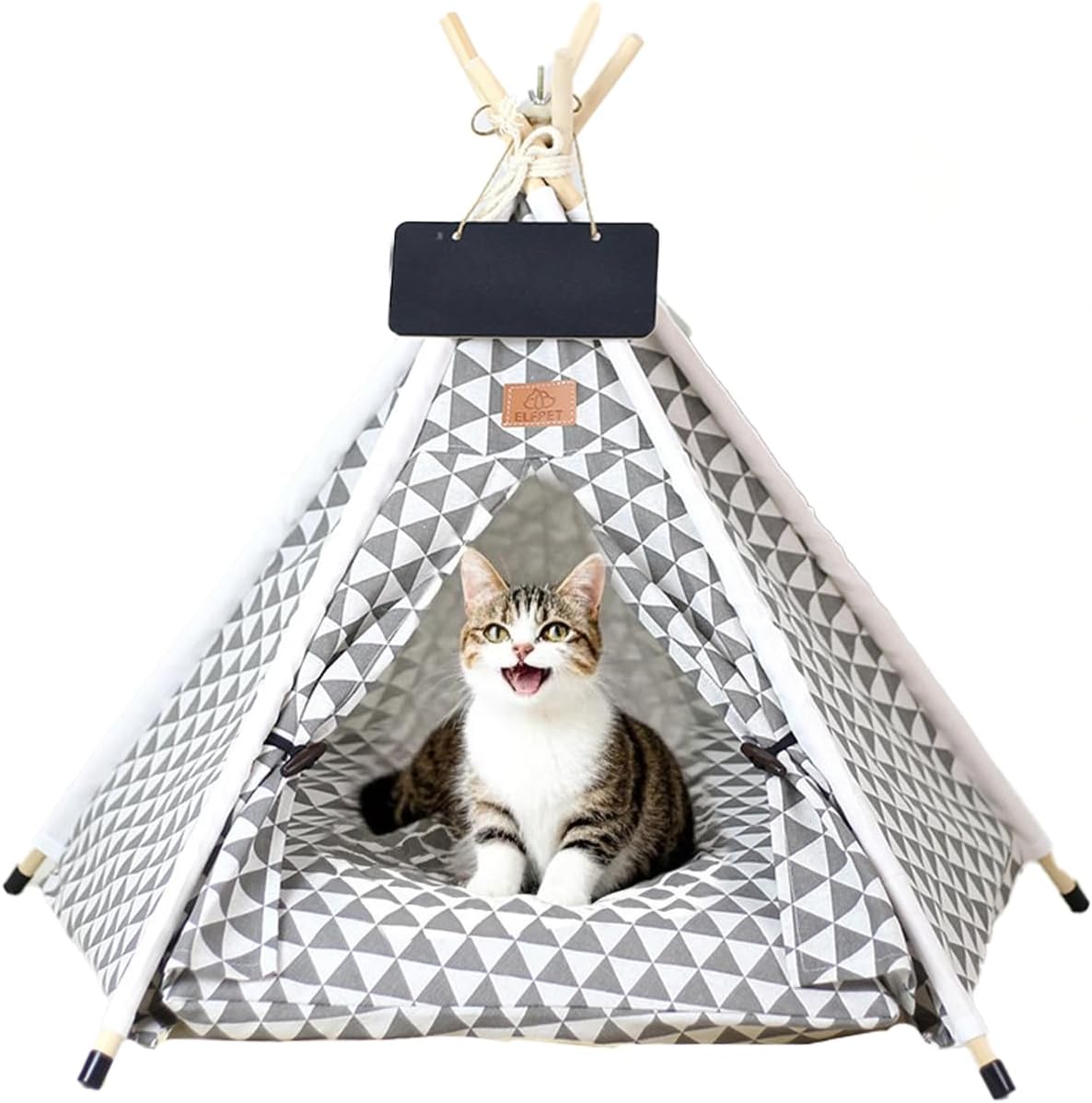 OAOAPLOS® Cat Tent and Dog Tent Bed Teepee, Indoor Dog Tent with Cushion, Small Pet Tent for Dogs and Cats, Cozy Cat Teepee Hideout for Puppies, Kittens and Rabbits
