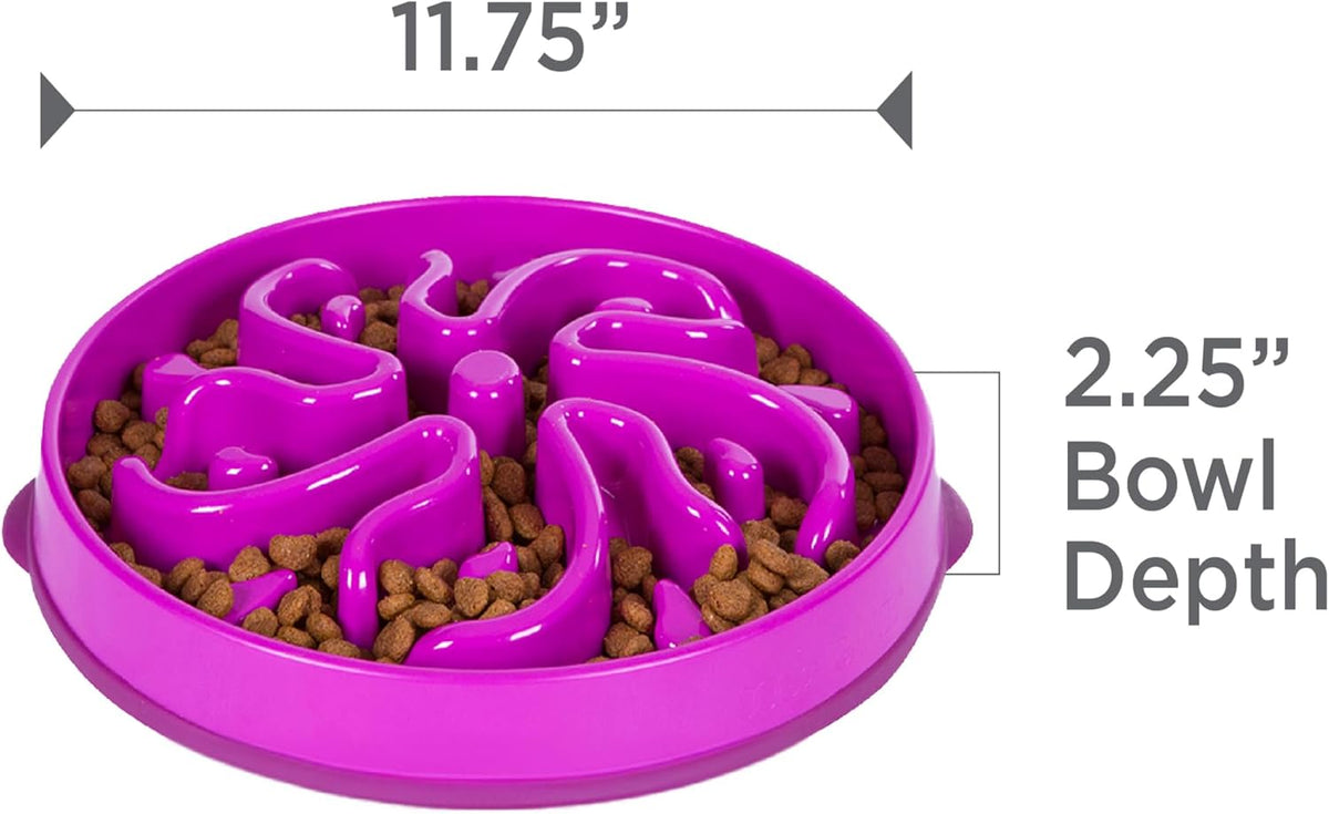Outward Hound Fun Feeder Slo Bowl – Large 4‑Cup Capacity, Slow Feeding, Medium to Large Dogs, Non‑Slip, Purple, Flower Pattern | Slows Fast Eaters, Can Aid Digestion, Holds 4 Cups Dry or Wet Food, Non-Slip Base, Easy Clean, No BPA, Medium to Large Dogs 