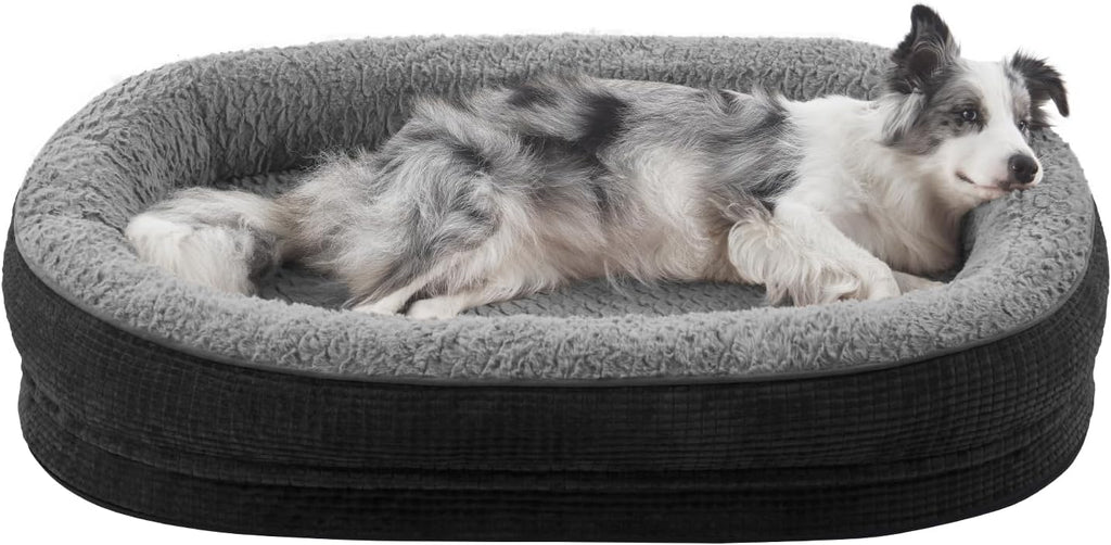 JOEJOY Orthopedic Dog Bed for Large Dogs, 360° Oval Bolster, 35"