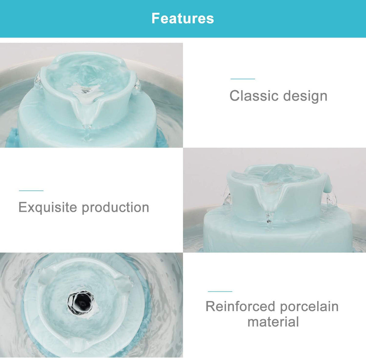 Wonder Creature Ceramic Cat Water Fountain, Stable Cupcake Design, 71oz