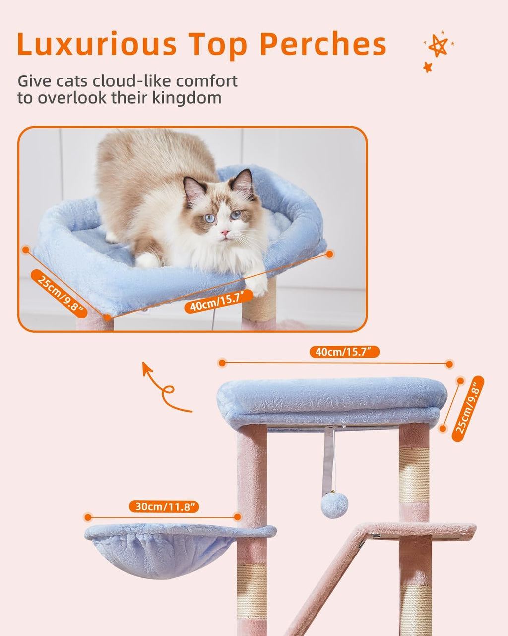 Taoqimiao Cat Tree, 38.5In Cat Tower for Indoor Cats, Suitable for Kittens