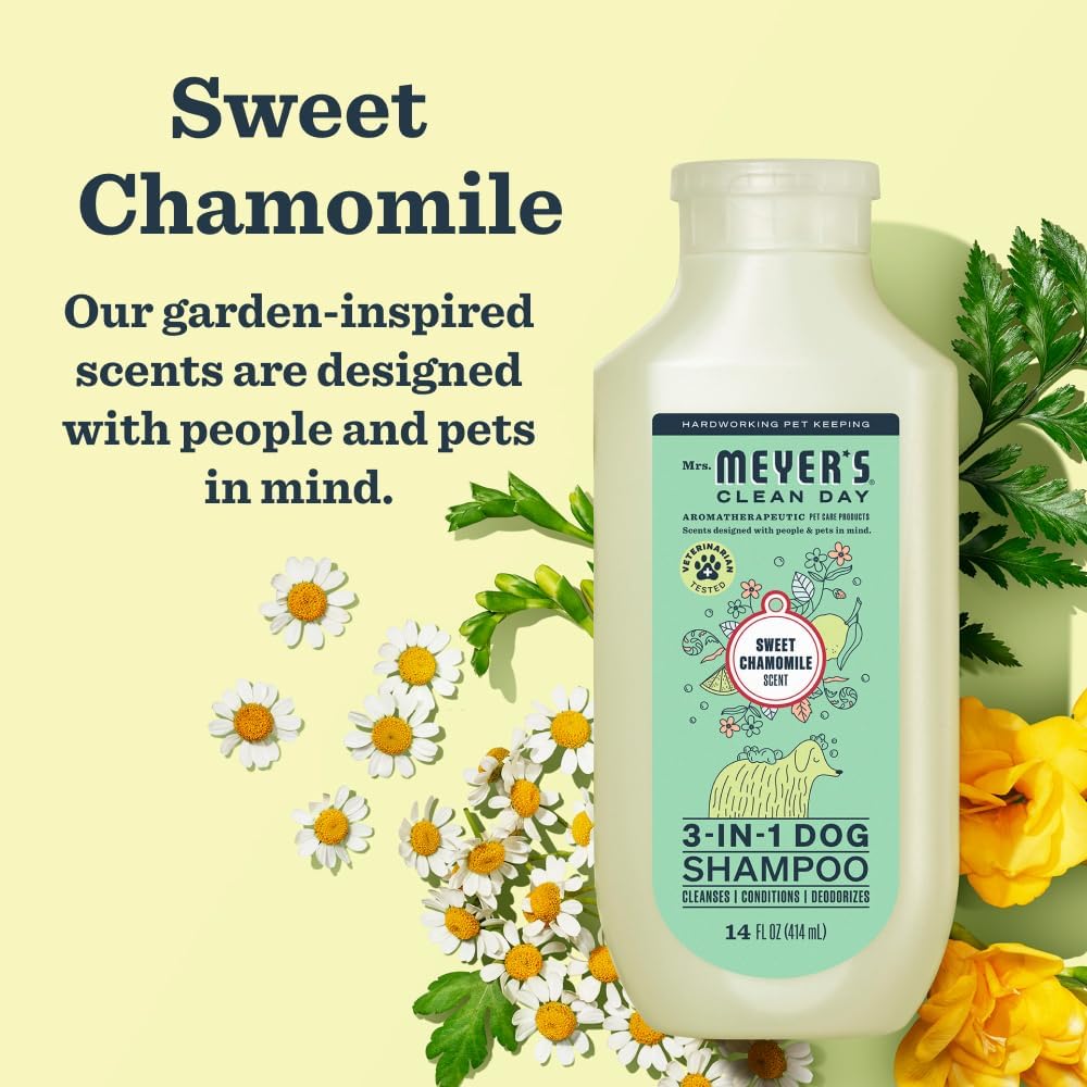 MRS. MEYER'S Clean Day 3 in 1 Dog Shampoo, Sweet Chamomile Scent, 14oz (Pack of 3)