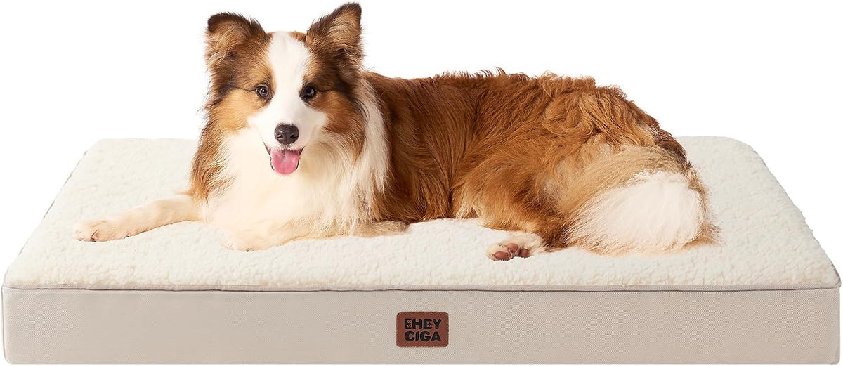 EHEYCIGA Orthopedic Dog Bed Large with Removable Washable Cover, 41IN Camel