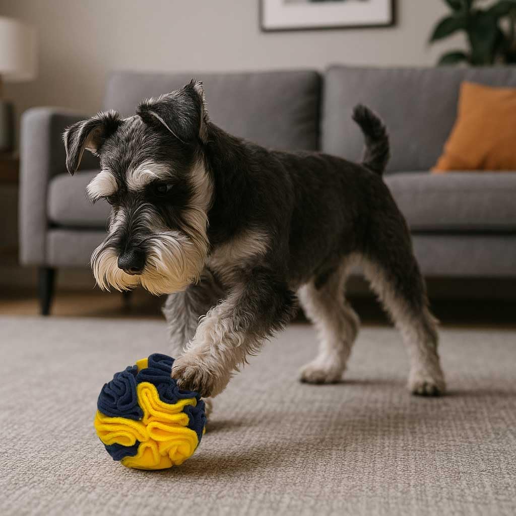 Glory To Dog Puppy/Small Breed Snuffle Ball Toy Bright Yellow & Royal Blue