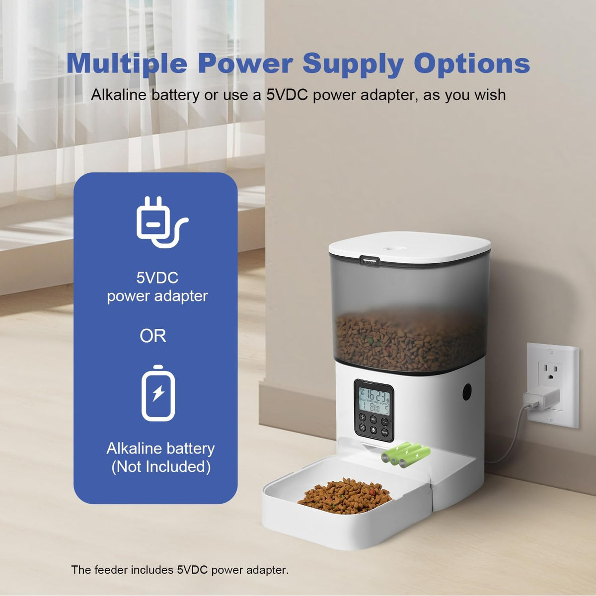 ANDOLL HOME Automatic Cat Feeder,4L Timed Cat＆Dog Dry Food Dispenser