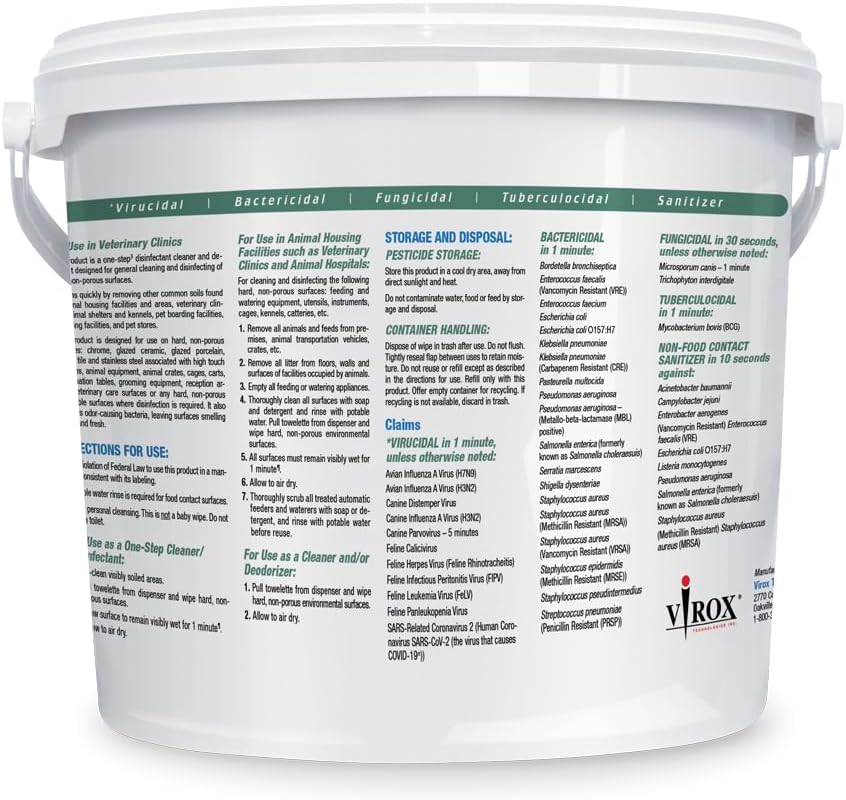 REScue One-Step Disinfectant Cleaner & Deodorizer Wipes for Vet Use – Cleaner for Kennels, Litter Boxes, Vet Offices, Pet Grooming Surfaces – Extra Large, 160-Count Wipes Bucket (1 Pack)