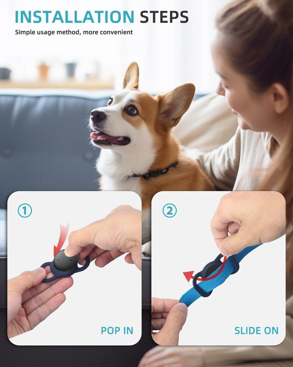 GPS Tracker, iOS Only, No Monthly Fee, Smart Pet Activity Tracker, Black 2P