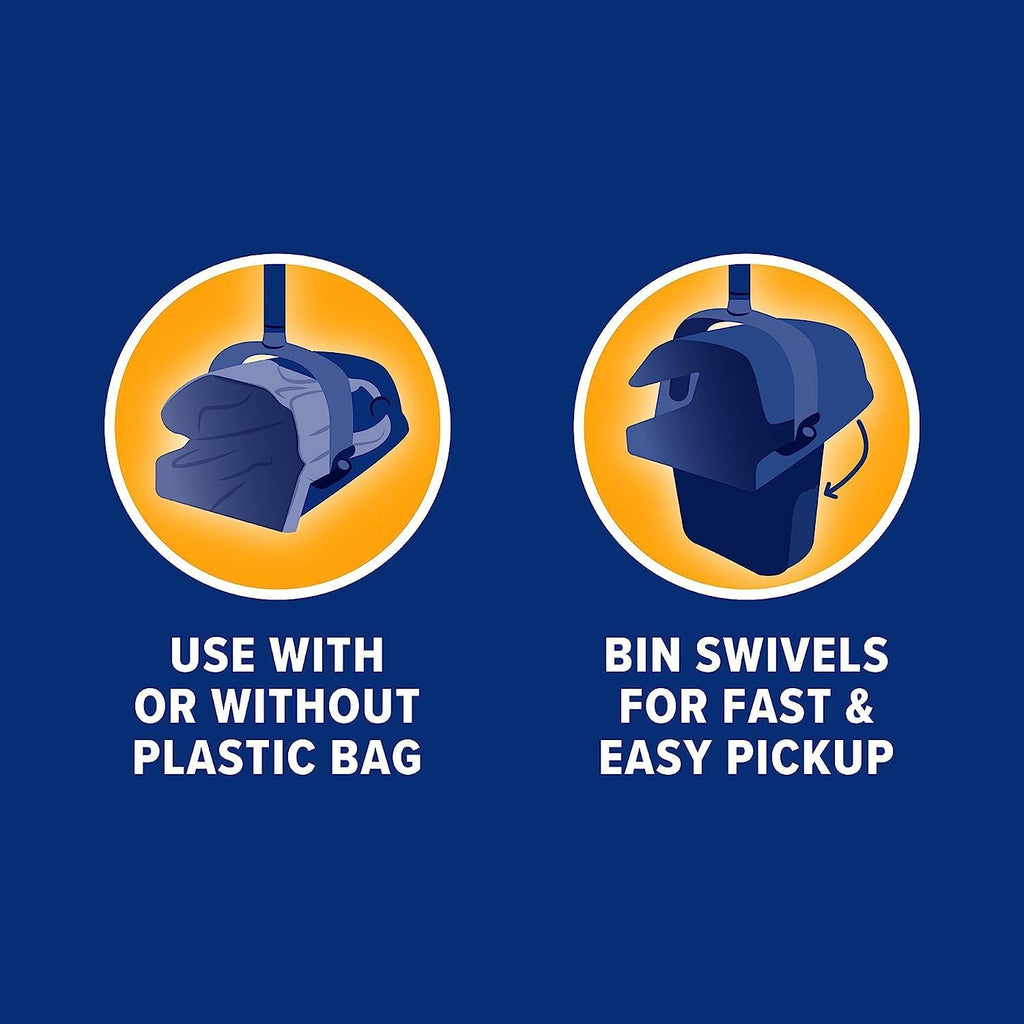 Arm & Hammer Swivel Bin & Rake Dog Pooper Scooper, Includes 2 Waste Bags | Includes 2 Heavy Duty Scented Waste Bags for Easy, No Touch Disposal