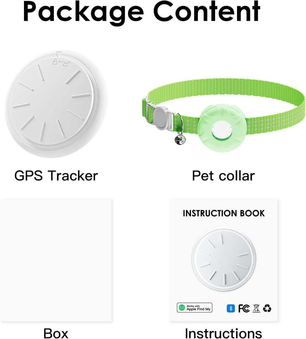 GPS Tracker for Cats (iOS Only), MINI GPS Cat Tracker, Pet Tracker, No Monthly Fee, Compatible with Apple Find My, Anti-Lost, Finder Tag for Vehicles, Pets, Kids, Items (Green)