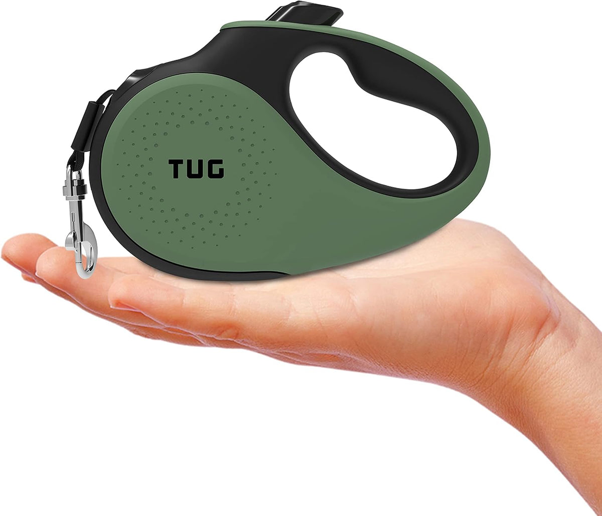 TUG Tiny Retractable Dog Leash, 10 ft (Extra Small, Green)