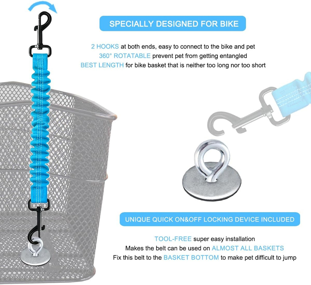 Dog Seat Belt for Bike Basket, Shock Absorbing Lead Bicycle Safety Leash