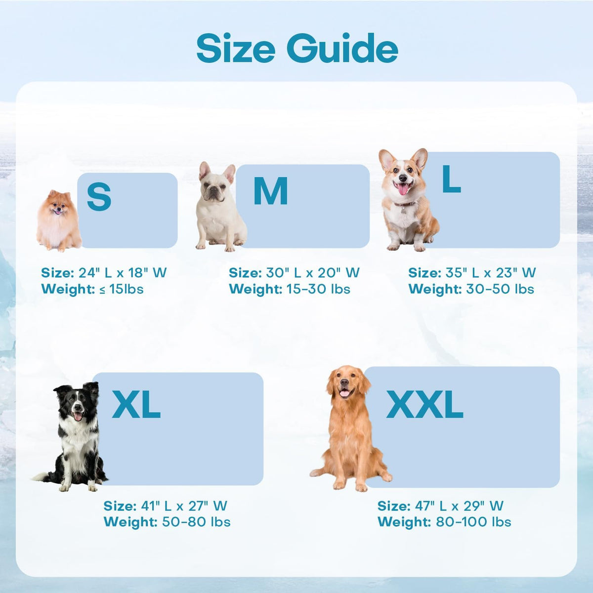 Dog Cooling Mat, 47" x 29" Non-Slip Self-Cooling Summer Pet Mat