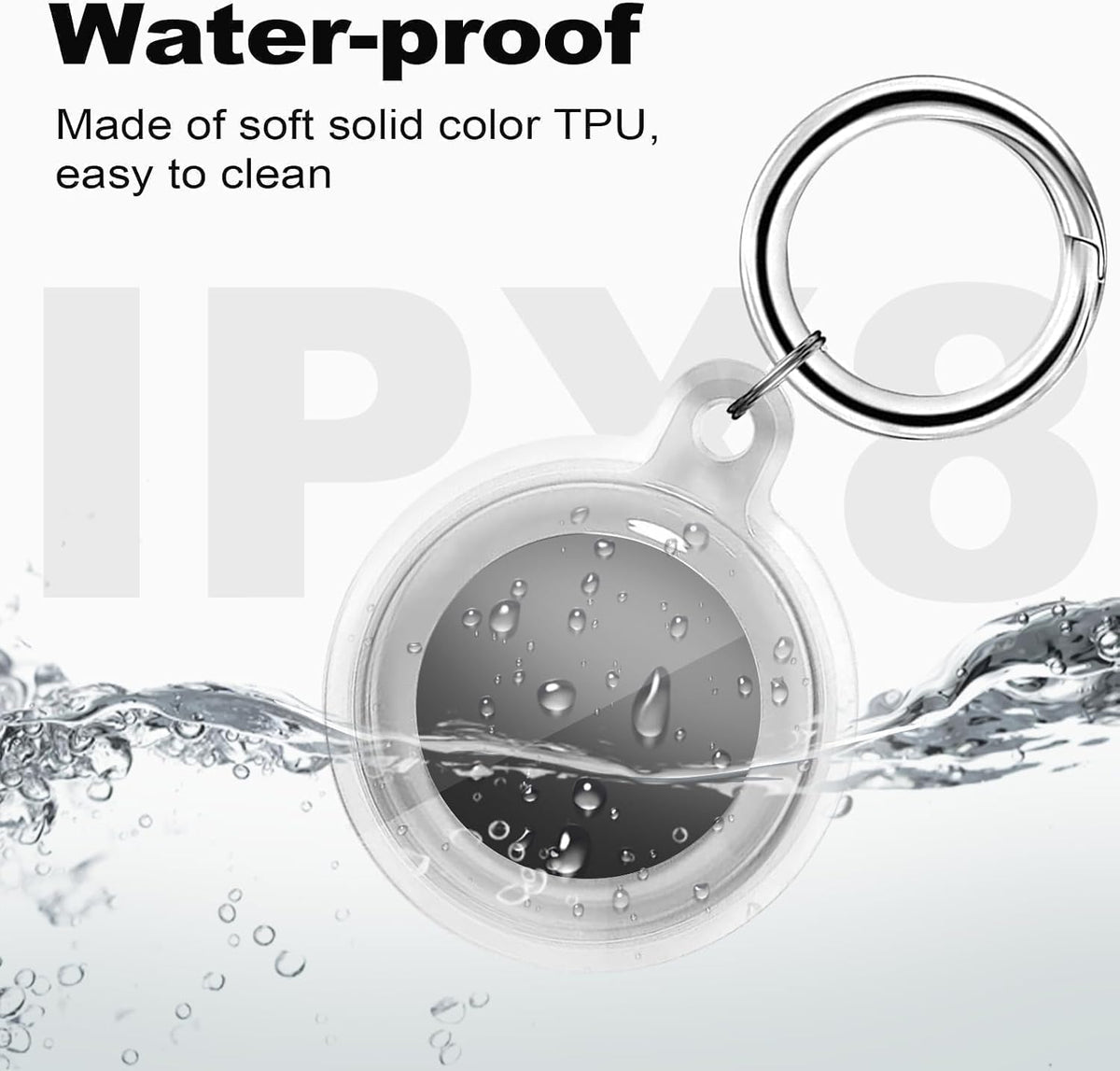 IPX8 Waterproof for Airtag Holder, for Apple for Airtags with Keychain,for Air Tag Case for Luggage, Dog Collar, Keys, Anti-Scratch Full Body Protective for Air Tags Holder, Clear