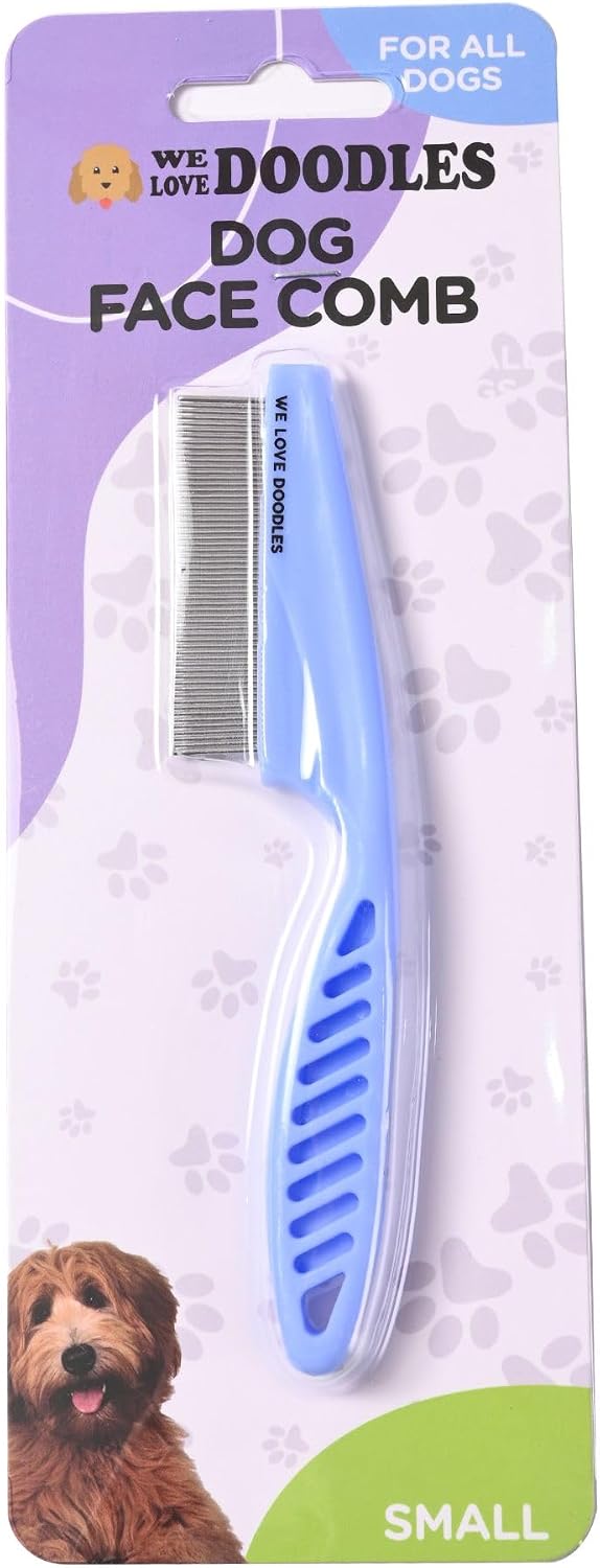 Tick & Flea Comb For Small Dogs, Fine Tooth Dog Face Brush For Tear Stains | Fine Tooth Metal Flea Comb for Dogs, Removes Lice, Ticks & Fleas Around Eyes, Face & Body, For Poodles, Doodles, Cats, Pets