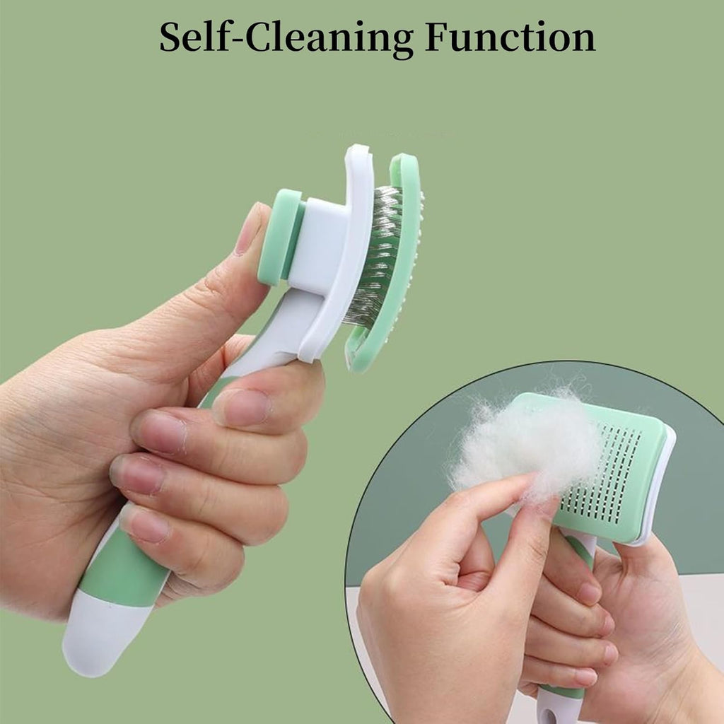 Self-Cleaning Slicker Dog Brush for Large Long-Haired Breeds （Light Purple）