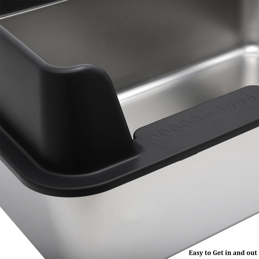 Kichwit Stainless Steel Cat Litter Box with Lid, 19.8" x 13.8" x 10"