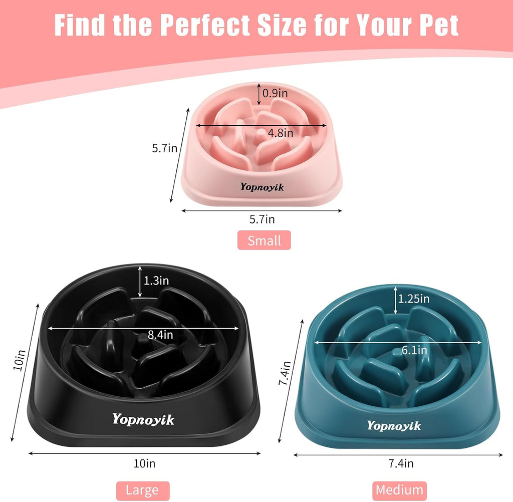 2 Pack Slow Feeder Dog Bowls for Medium Dogs & Cats | Non-Slip Base, Anti-Choking Design, Reduces Bloating & Overeating, Easy to Clean, 1.5-2 Cups