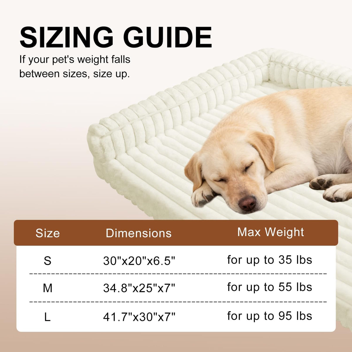 Waterproof Orthopedic Dog Bed for Large Dogs Cream