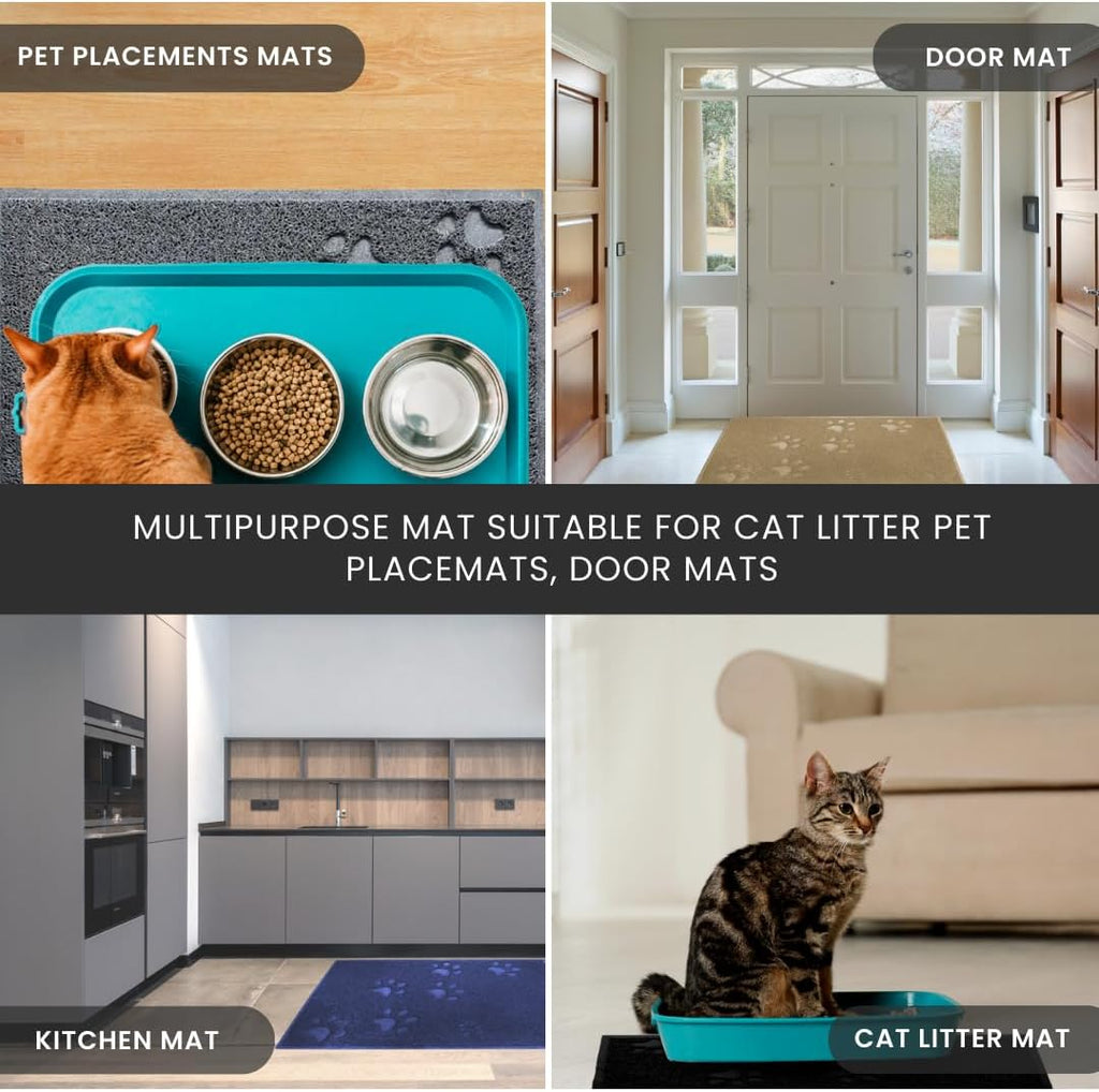 Andalus Large Cat Litter Mat, Pack of 1 - Waterproof, Non-Slip & Easy to Clean Cat Litter Box Mat for Extra Efficient Pet Litter-Trapping, Grey (30” X 18”)