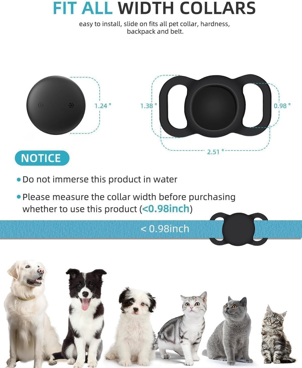 GPS Tracker, iOS Only, No Monthly Fee, Smart Pet Activity Tracker, Black 2P