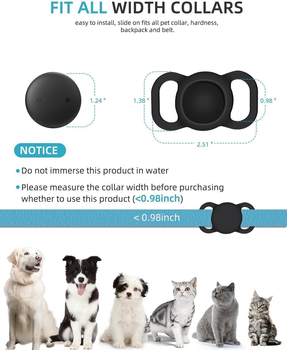 GPS Tracker, iOS Only, No Monthly Fee, Smart Pet Activity Tracker, Black 2P