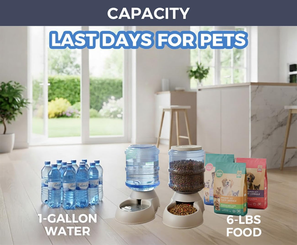 Automatic Cat & Dog Feeder and Water Dispenser Set with Scoop