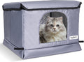 Tailtastic Outdoor Cat House with Seamless Sloped Roof, Insulated, Grey