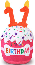 Dansydaisy Dog Birthday Cake Toy Squeaky Plush Gift,11th,Pink | Interactive Squeaky Gift for Dogs, Dog Birthday Decor , Soft Chew for Small Medium Large Pets, Cake Design with Candle